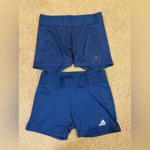 2 Pairs of Adidas 3 Inch Inseam Navy Blue Spandex Shorts Size Large